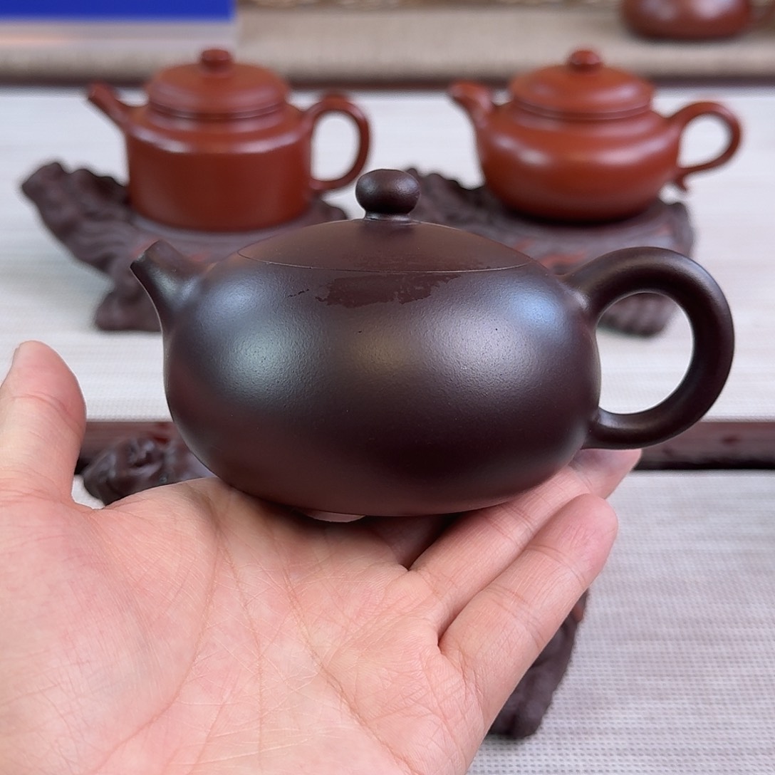 紫砂茶壶220cc老紫泥扁西施