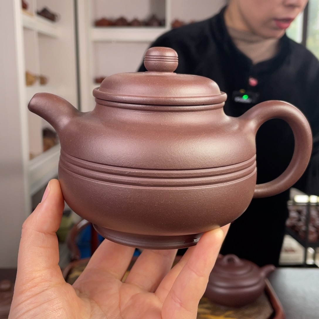 紫砂茶壶紫泥三线裰只400c c