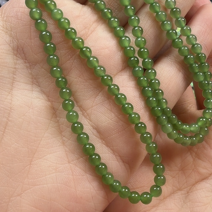 和田玉未镶嵌手链无黑碧玉4mm小米珠