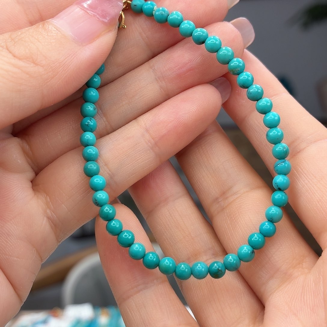 银S925镀金镶嵌绿松石手链