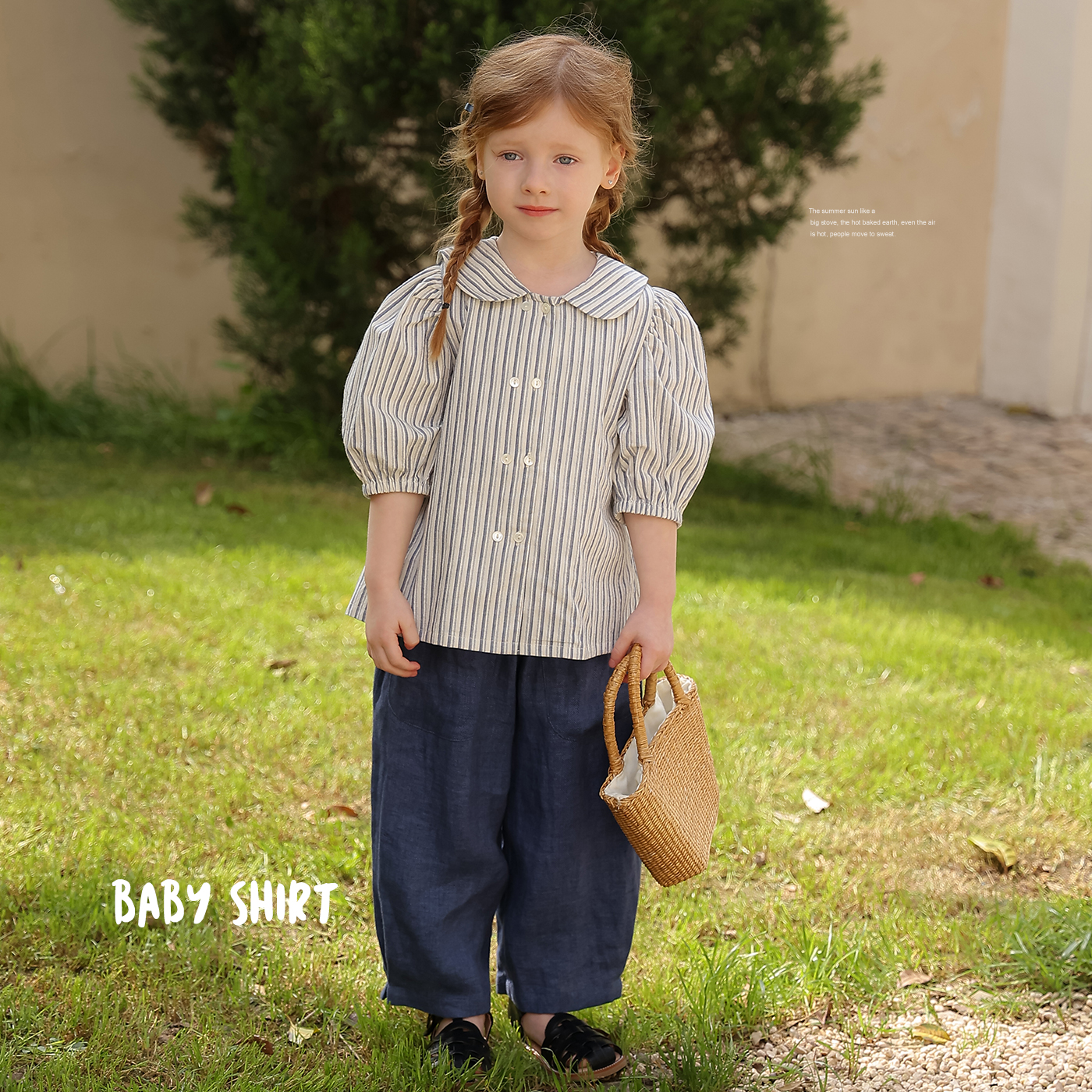 幼儿园宝宝韩系小众气质短袖娃娃衫允儿妈女童夏季洋气短袖衬衫潮