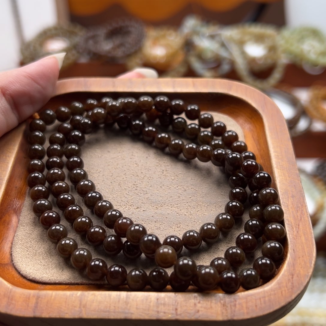 毛衣链未镶嵌和田玉珠串6mm