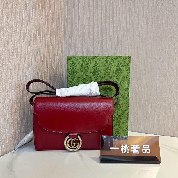 95新 GUCCI/古驰 一桃/98新/古驰 红金风琴翻盖斜挎包