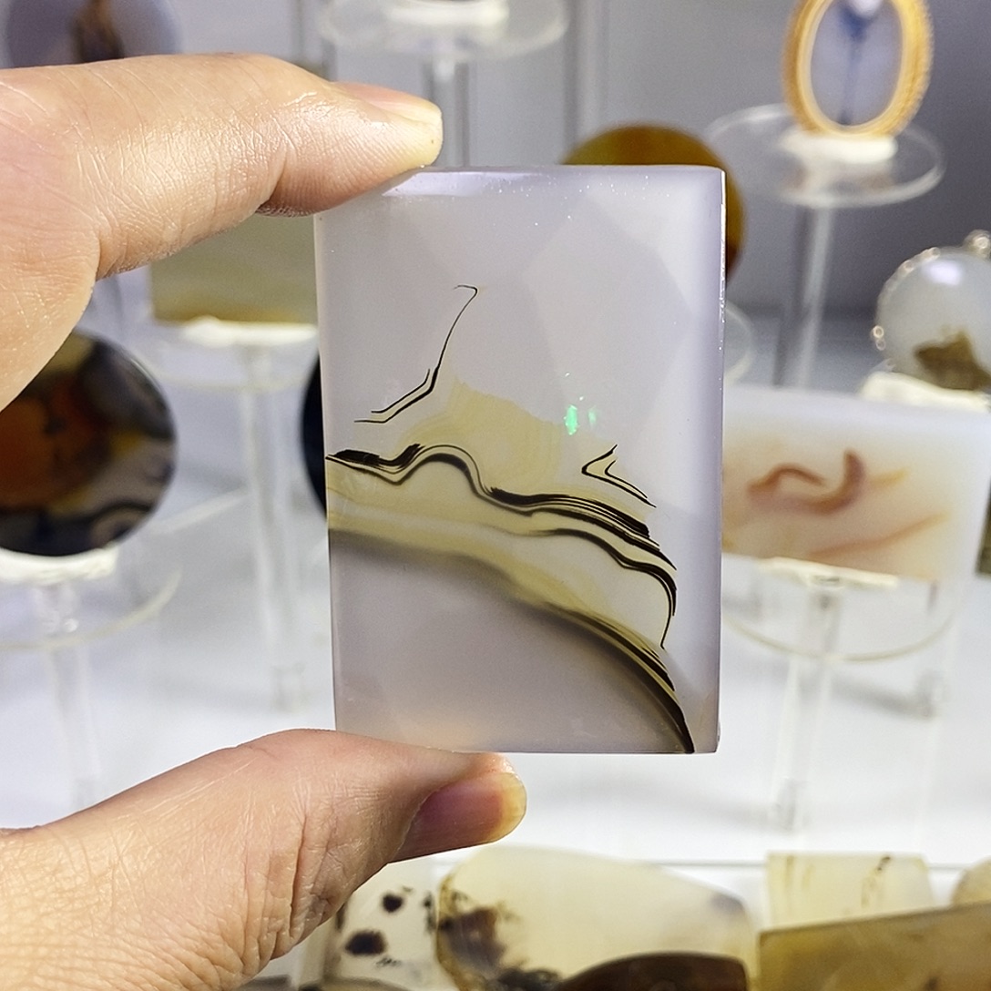 合成碳硅石非金属时尚图纹画面石饰品