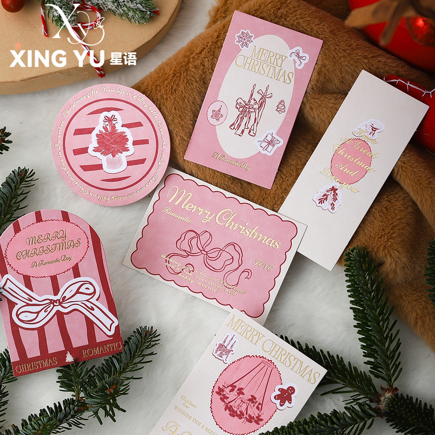 【圣诞新品】甜蜜圣诞系列卡片贺卡圣诞节花束礼品装饰明信片吊卡