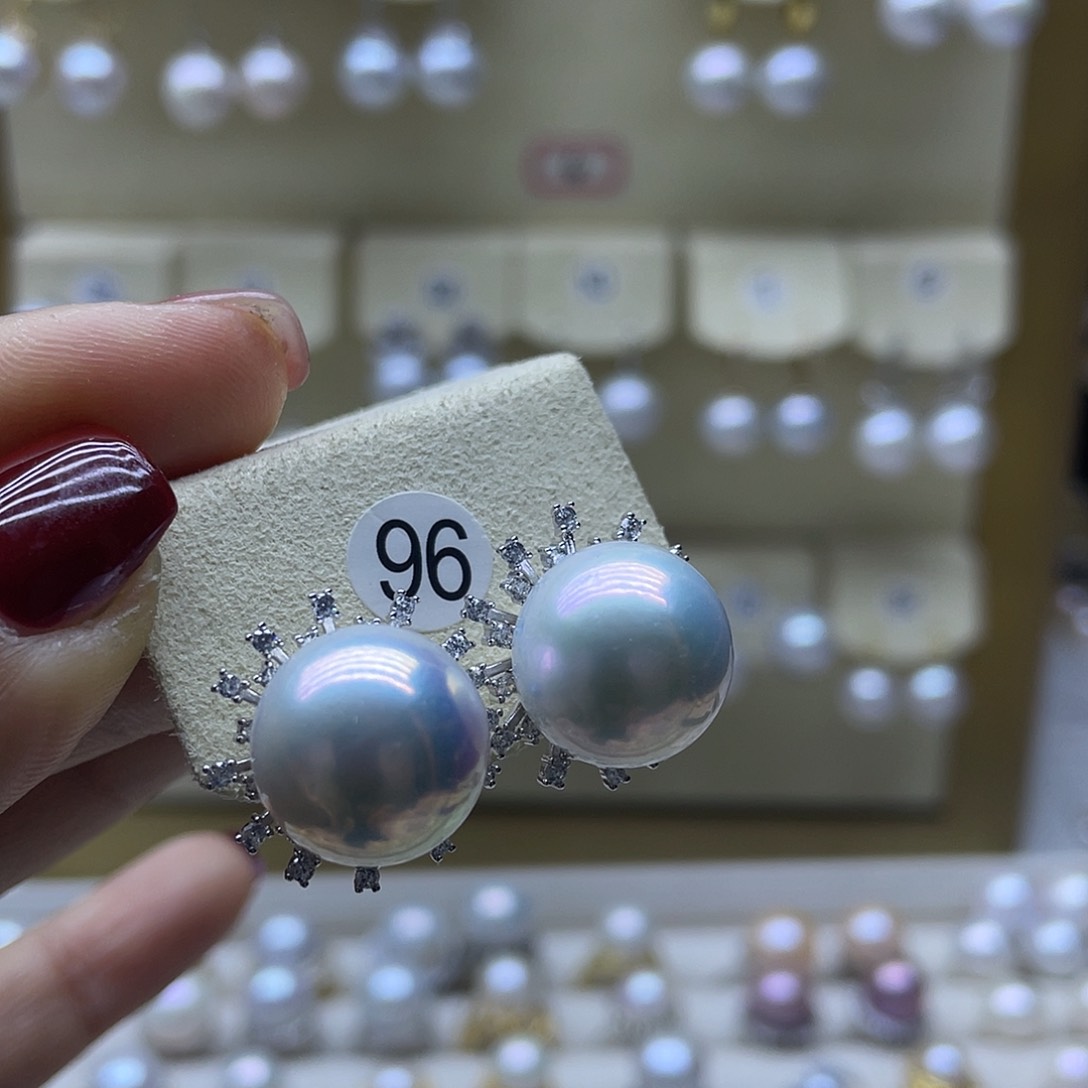 淡水珍珠耳饰银S925镶嵌