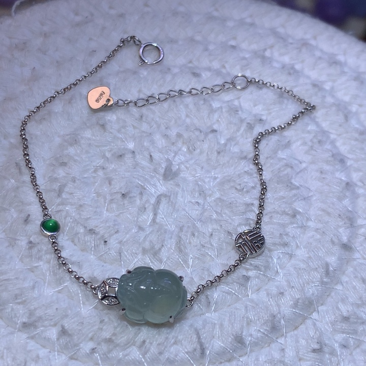 翡翠手链18K金镶嵌冰貔貅手链