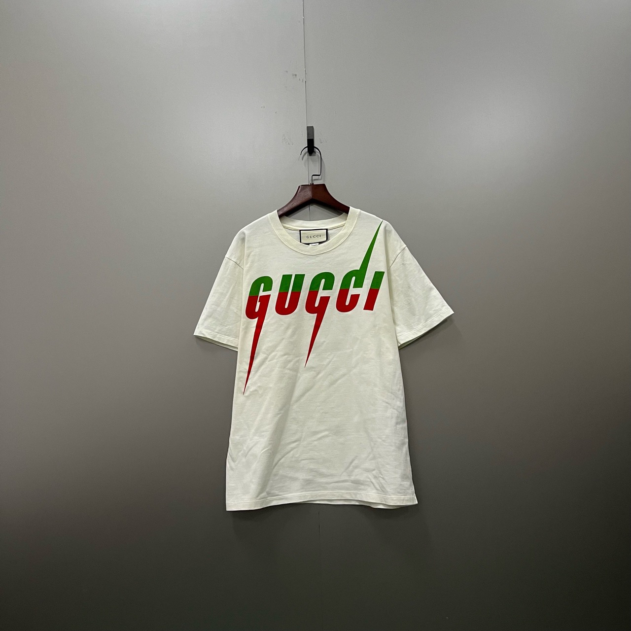 95新 GUCCI/古驰 （bb）121 红绿闪电logo印花短袖 XS码/4000