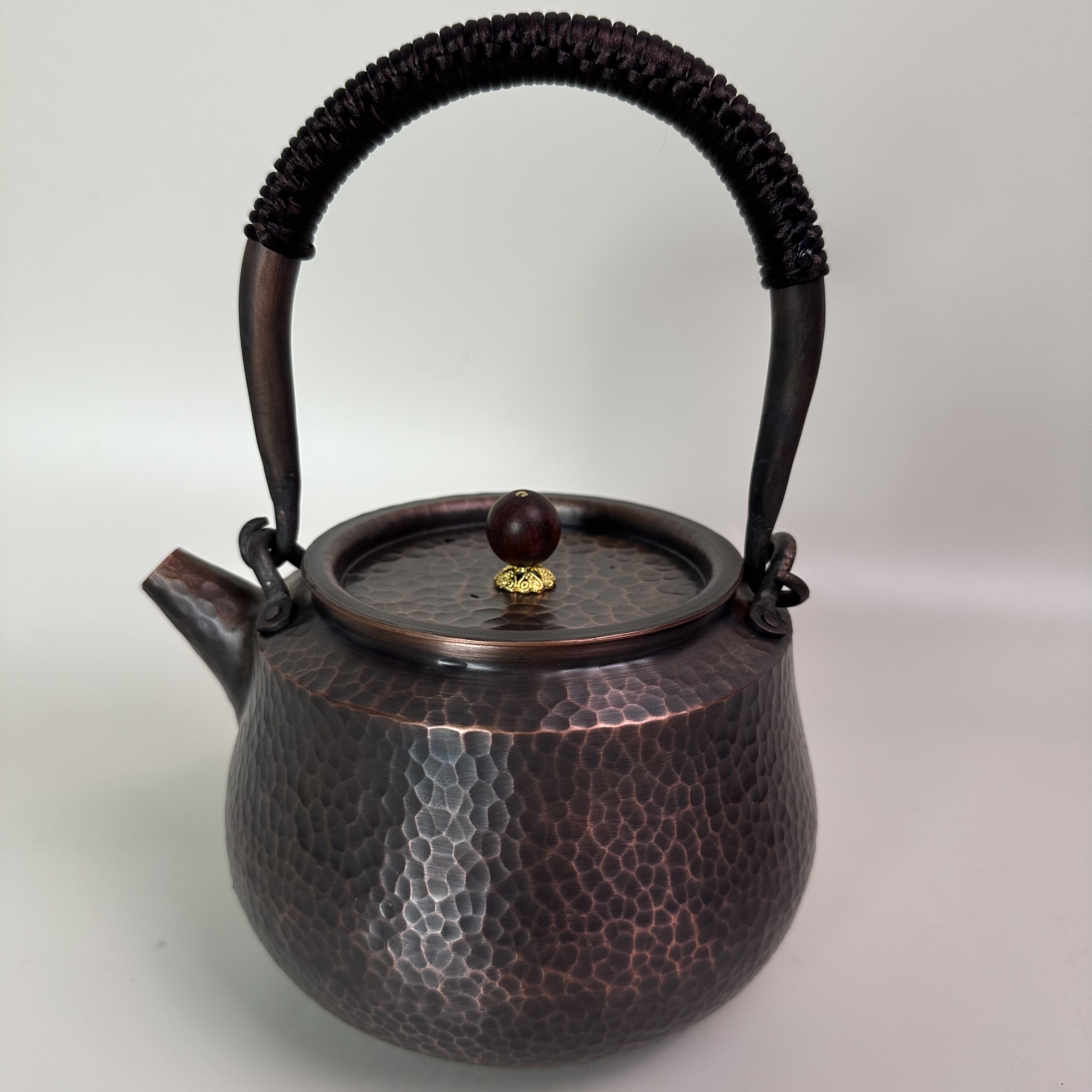 复古大肚子平肩壶1.3L家用纯手工烧水锤纹茶道全手工