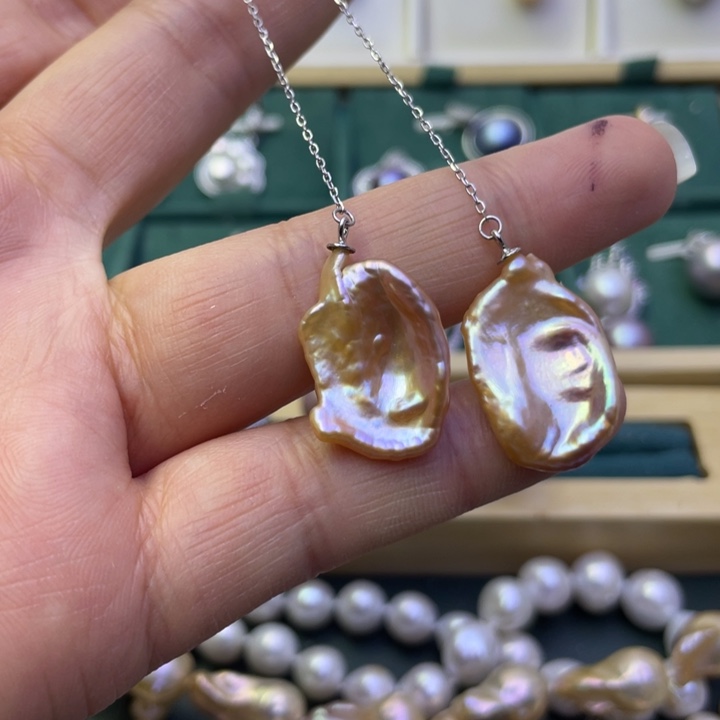 淡水珍珠耳饰银S925镶嵌