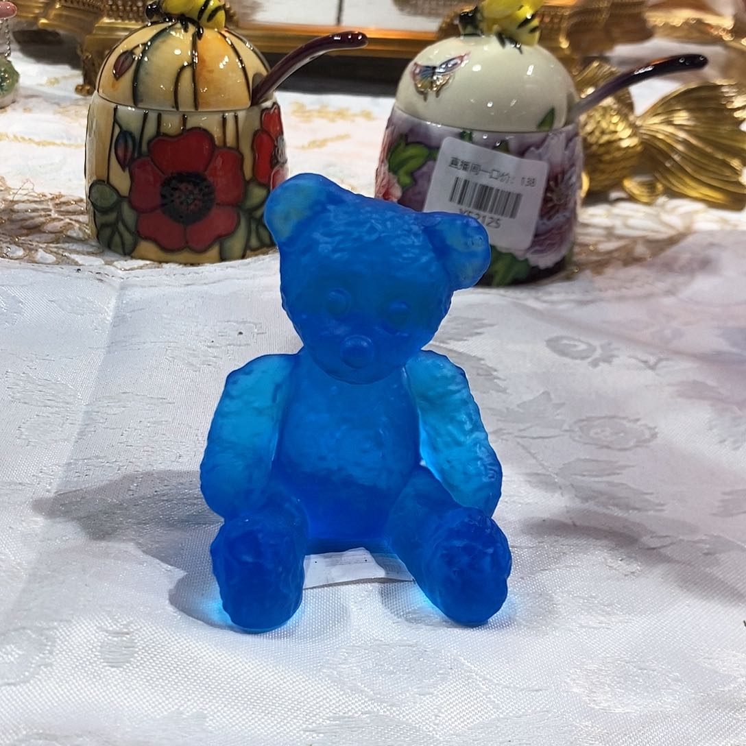 摆件QAA199脱蜡水晶小熊摆件