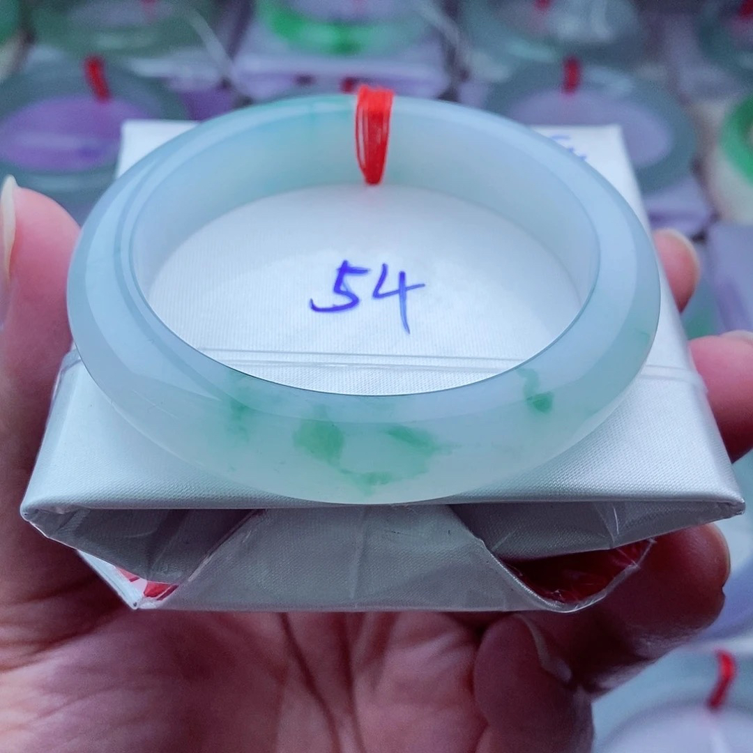 0004编54冰透飘花随心飞扬典藏天然缅甸翡翠A货传承54.1，11.6，8.7