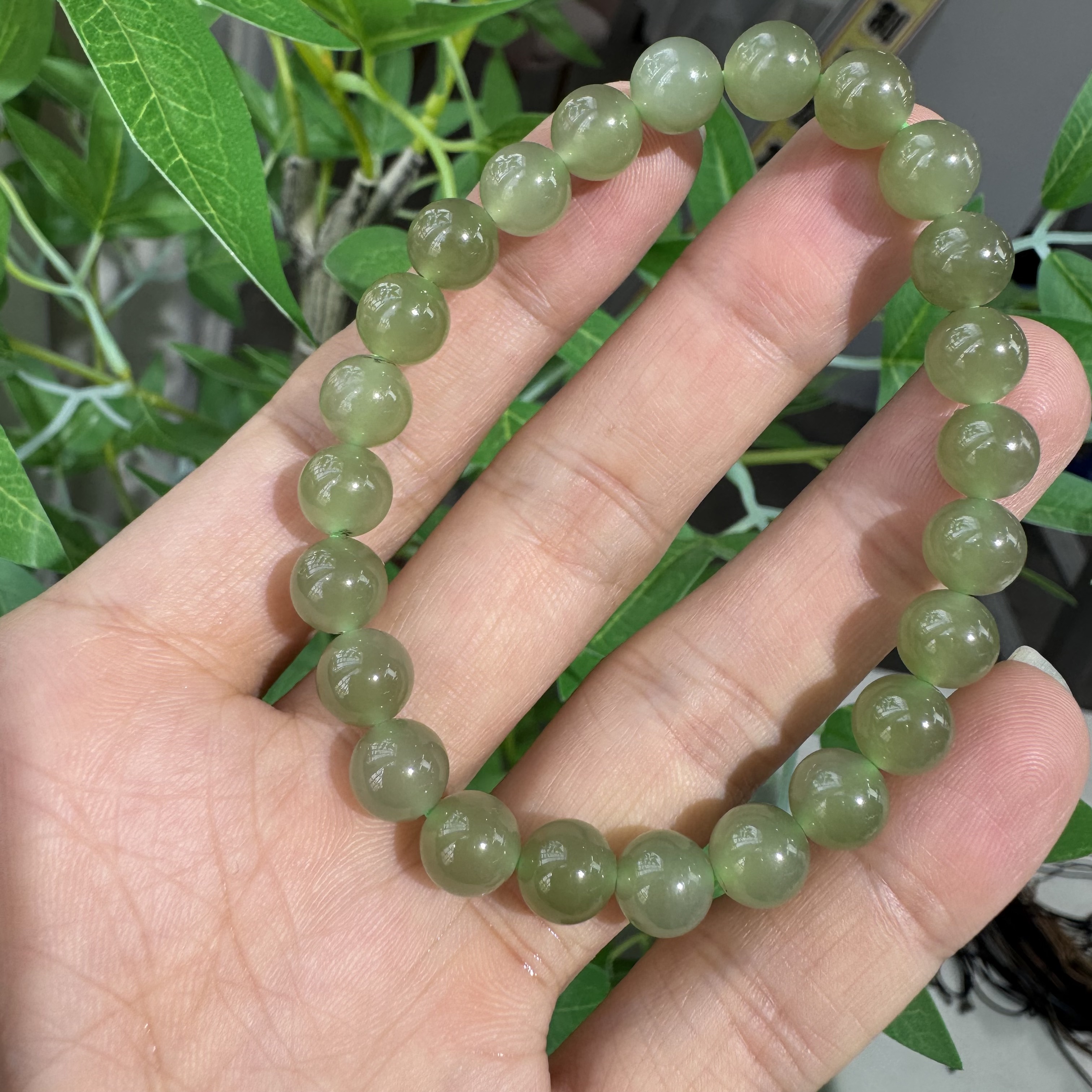 和田玉晴水葡萄肉手串 8mm珠宝玉石 玉质 温润  细腻  百搭单圈