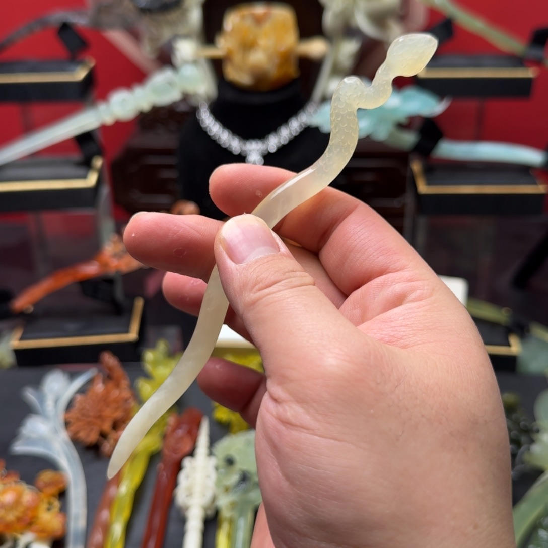 岫玉发饰未镶嵌明君玉簪就是好看