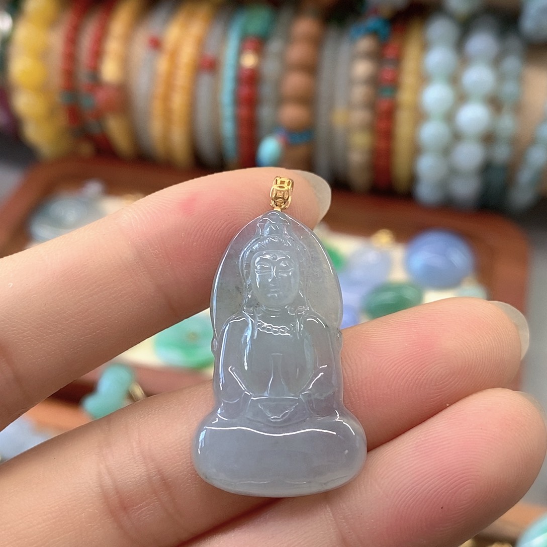 翡翠18K金镶嵌挂件翡翠挂件