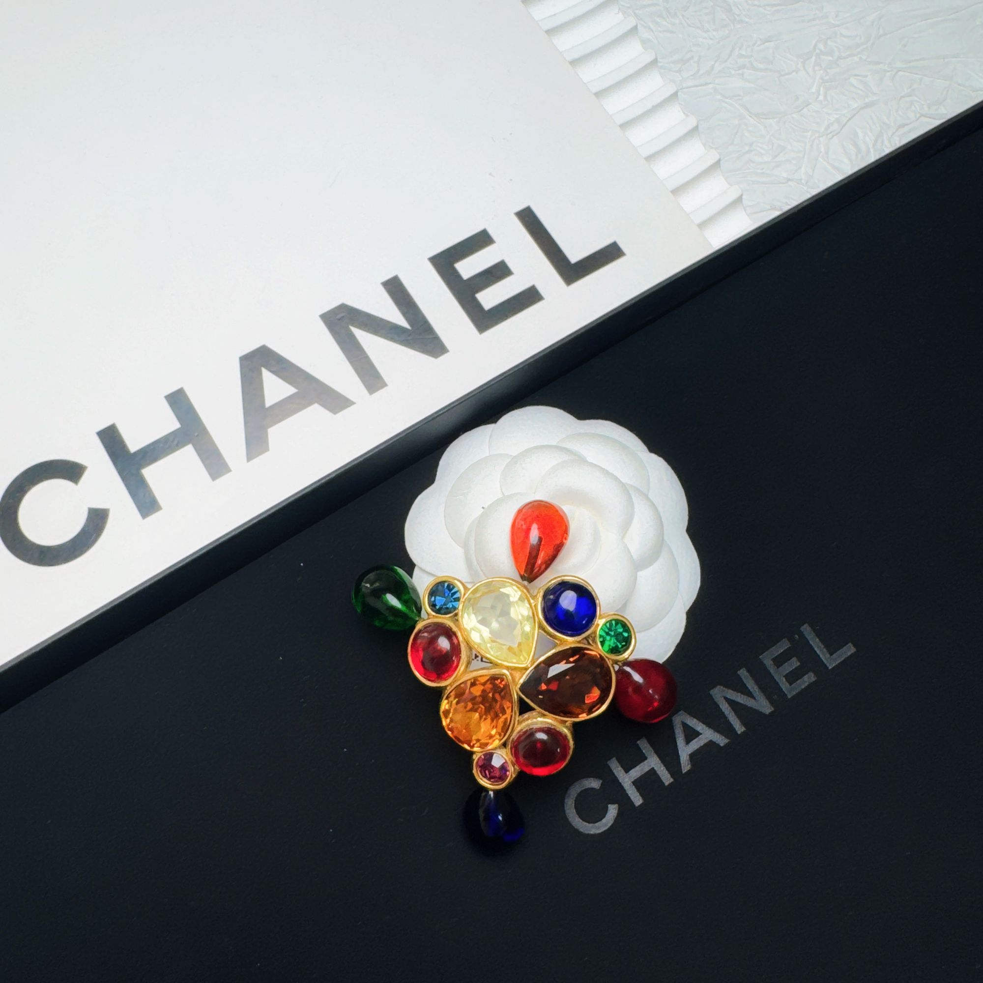 95新 Chanel/香奈儿 柚礼中古/香奈儿多色琉璃胸针LZ503155