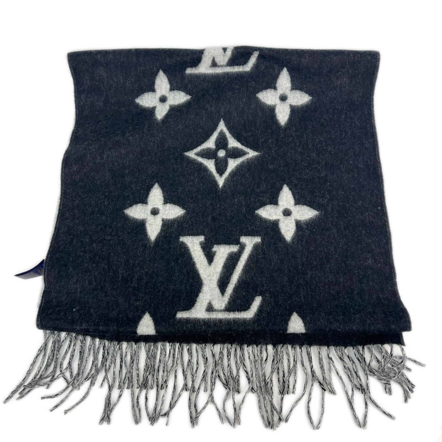 99新 LouisVuitton/路易威登 黑灰色羊绒围巾 全新 sz0256