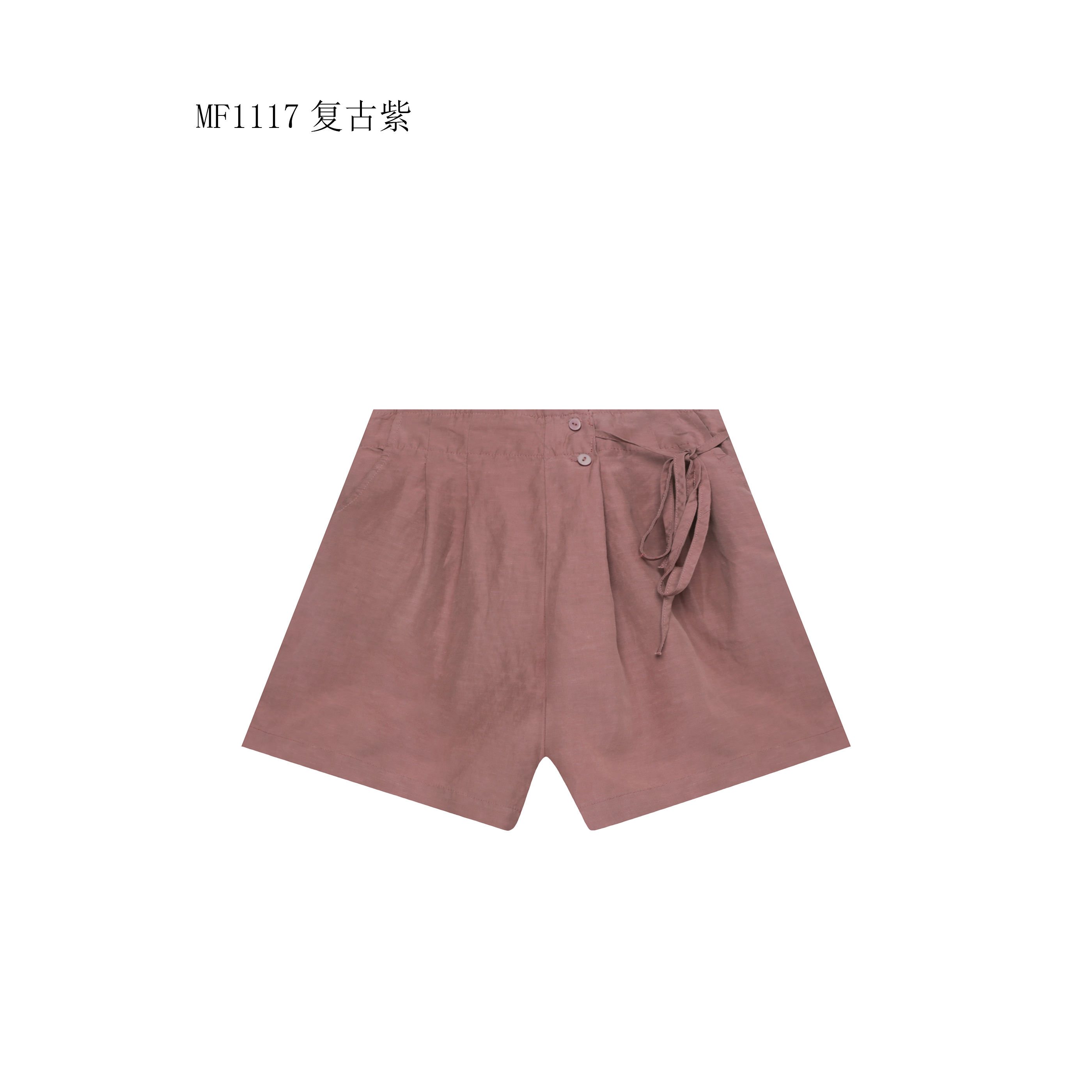 【麻訪家】MF1117复古紫文艺复古宽松休闲百搭短裤