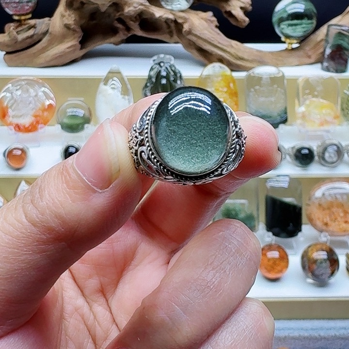 水晶戒指银S925镶嵌欢*戒指