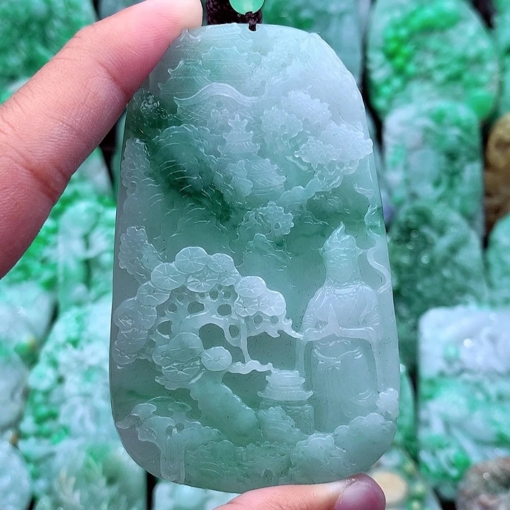天然A货翡翠山水观音