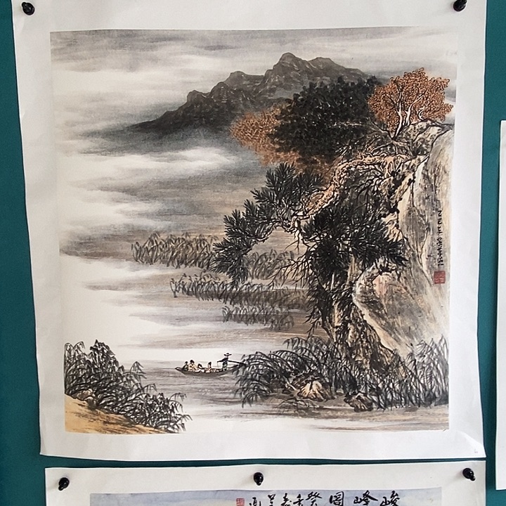 国画四尺斗方手绘山水