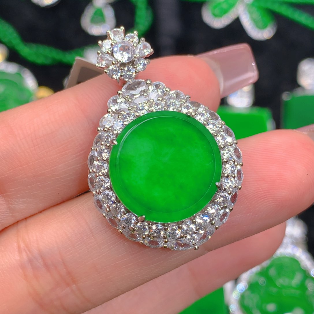 翡翠吊坠(不含链)银S925镶嵌