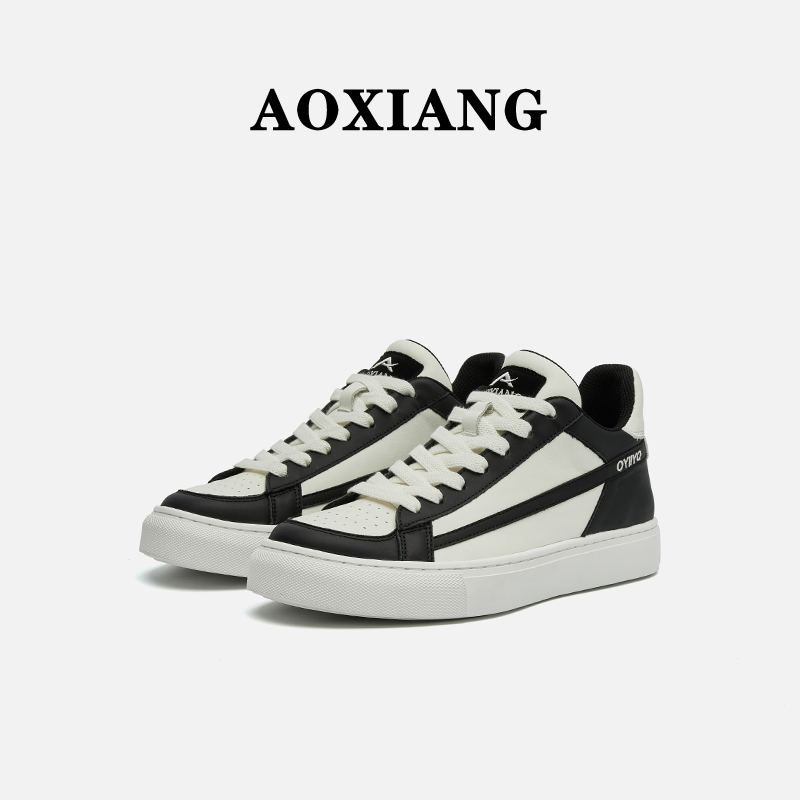 2025秋季透气板鞋男真皮韩版时尚百搭软皮舒适透气潮鞋男休闲鞋