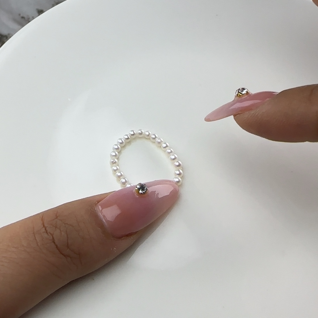 未镶嵌淡水珍珠手绳3mm微微瑕戒指