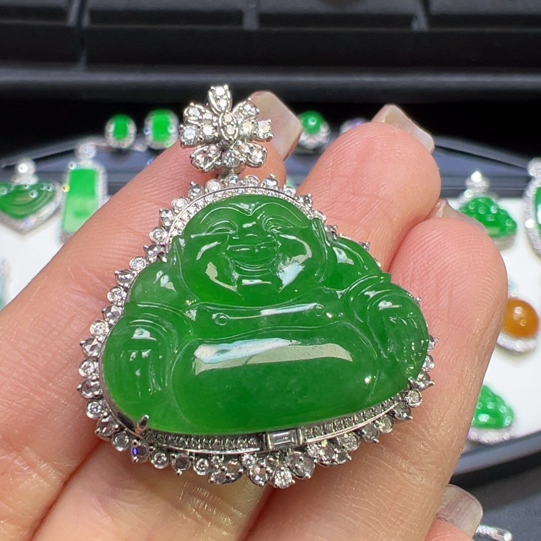 翡翠颈饰18K金镶嵌收到货48小时鉴赏期