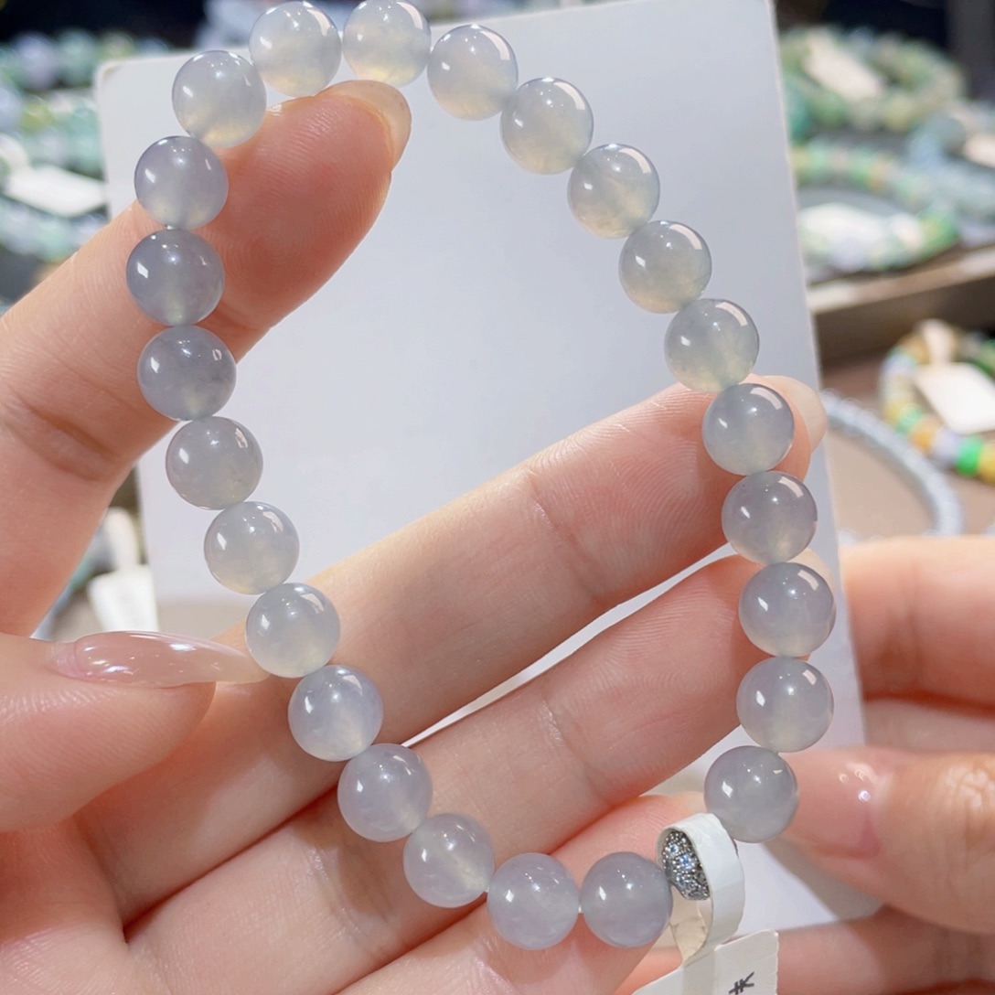 未镶嵌手链翡翠卡7.5胶润黑冰