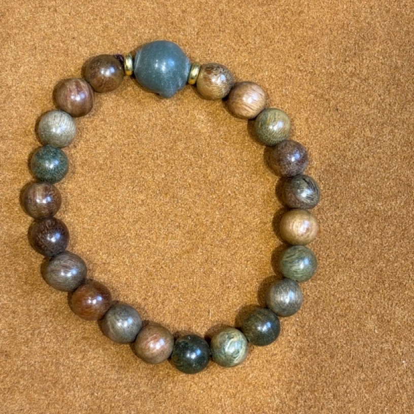 A14 绿檀配菩提猫爪手串