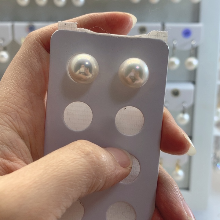 淡水珍珠耳饰银S925镶嵌定制