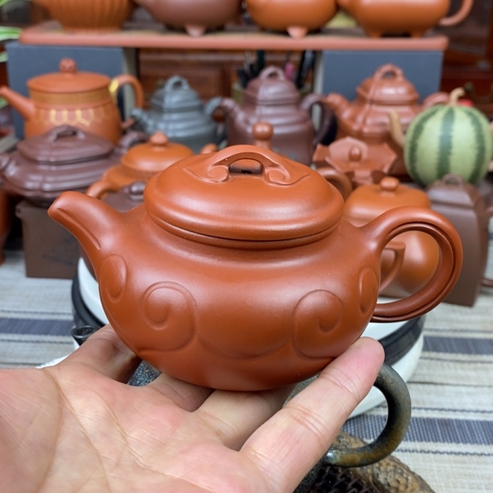 紫砂茶壶仿古如意120-220CC原矿朱泥