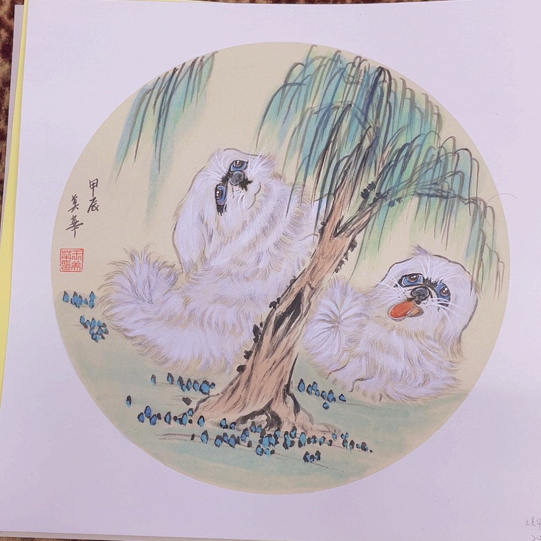 国画卡纸35狗狗游戏图