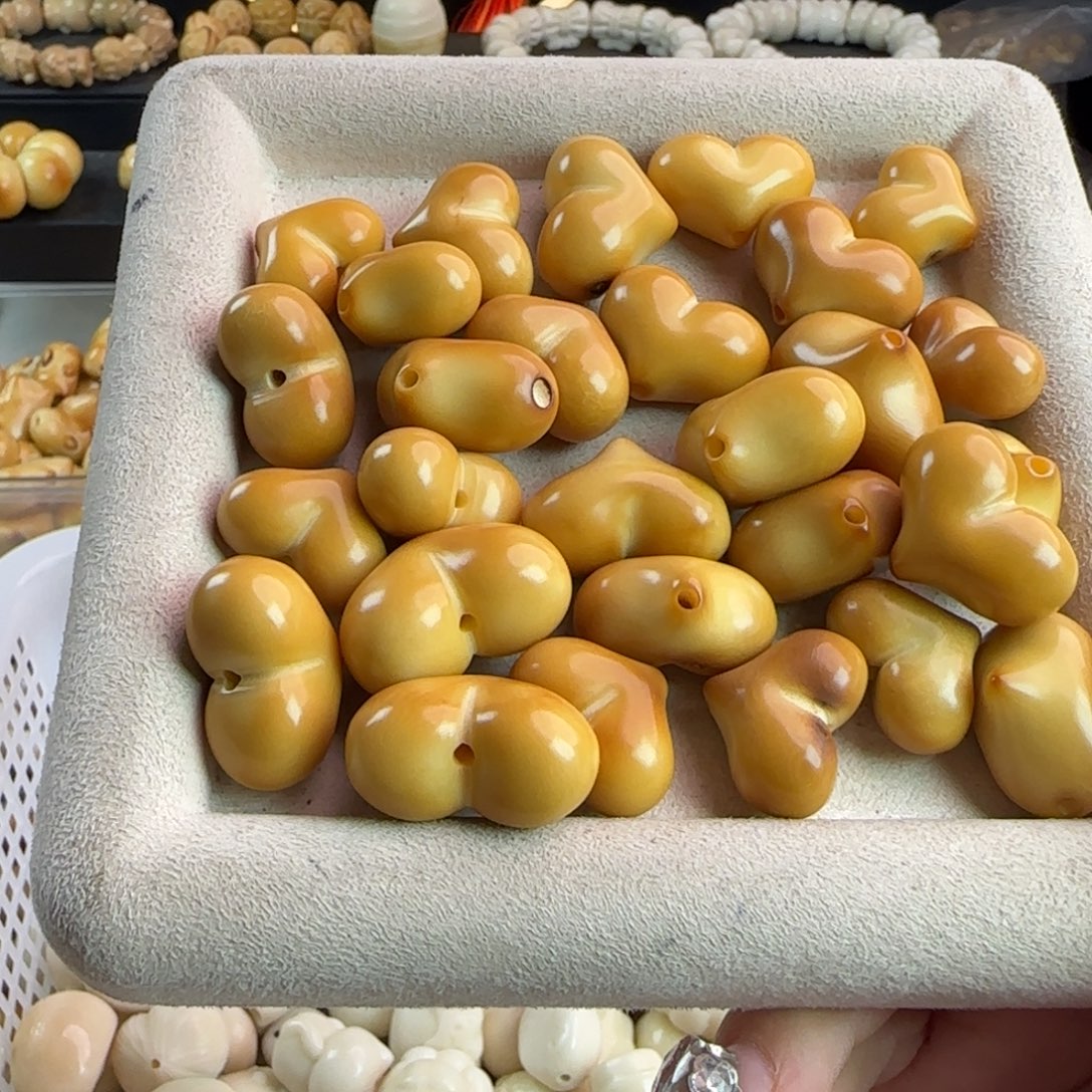 手串菩提根/象牙果微下牙果炭烤屁桃14颗侧面有芽眼