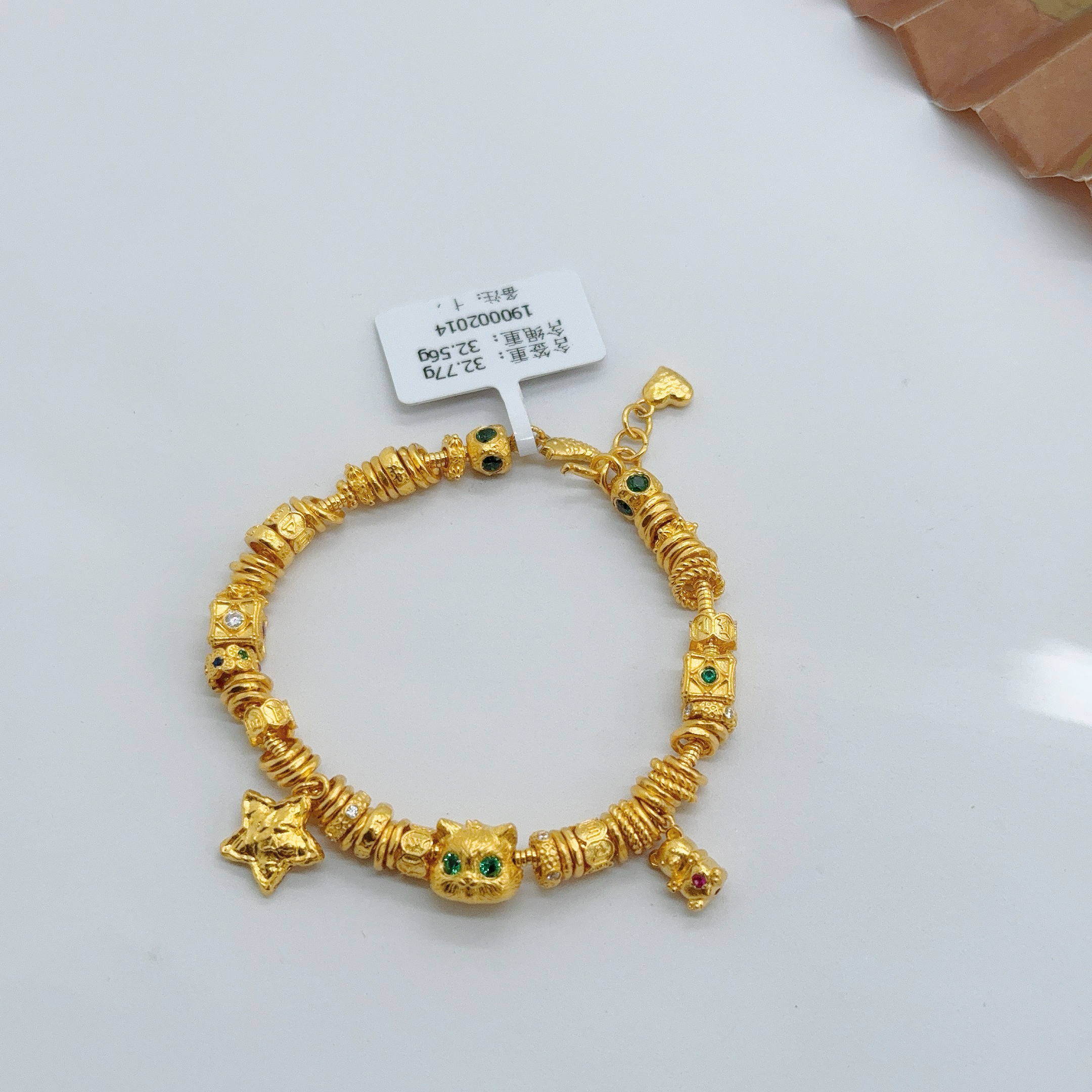 足金999手工盘缠 卡5 点钻猫猫  14CM 32.51