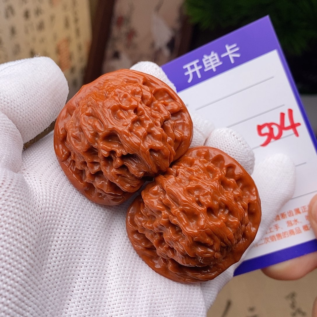 黙***听文玩核桃把件43红狮子504