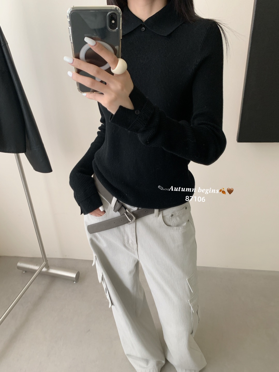 POLO打底翻领纽扣袖口开叉