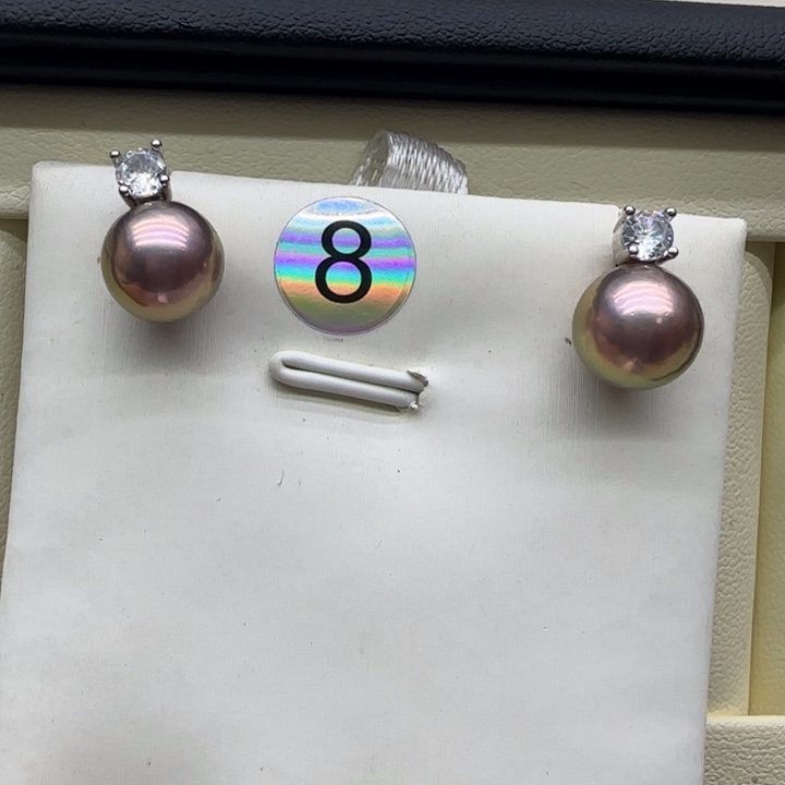 未镶嵌摆件淡水珍珠极光牛油果8.7耳钉