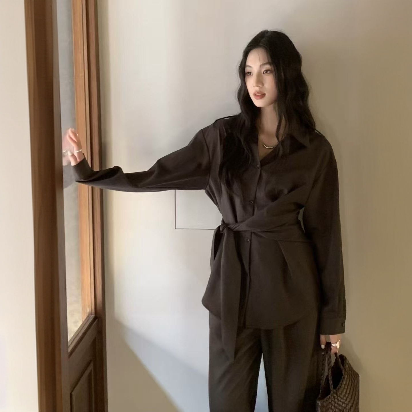 点点家女装开衫轻熟复古衬衫山本风低腰直筒裤百搭老钱风精致女装
