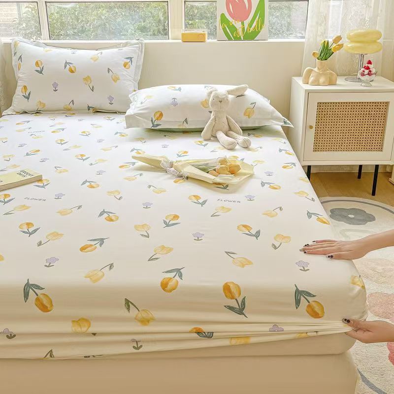 纯棉床笠180/200印花罩床