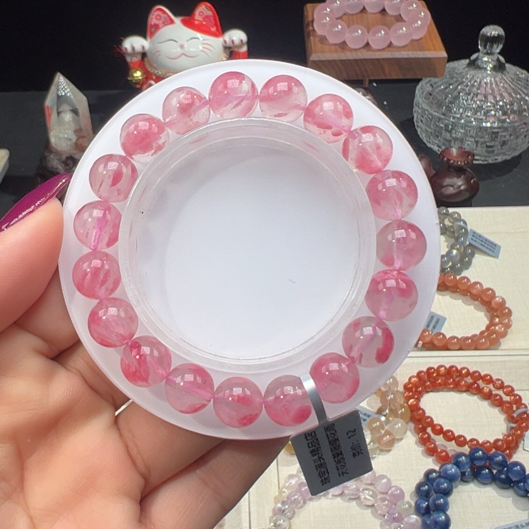 石英质玉手串未镶嵌天花板蔷薇樱花雨9.4mm