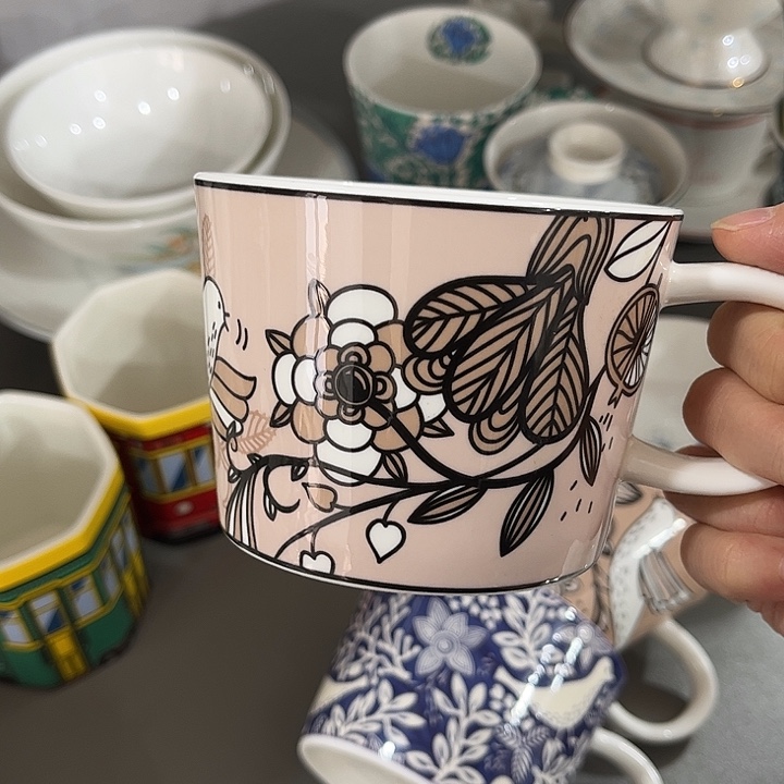 瓷片微瑕骨瓷早餐杯裸色一个