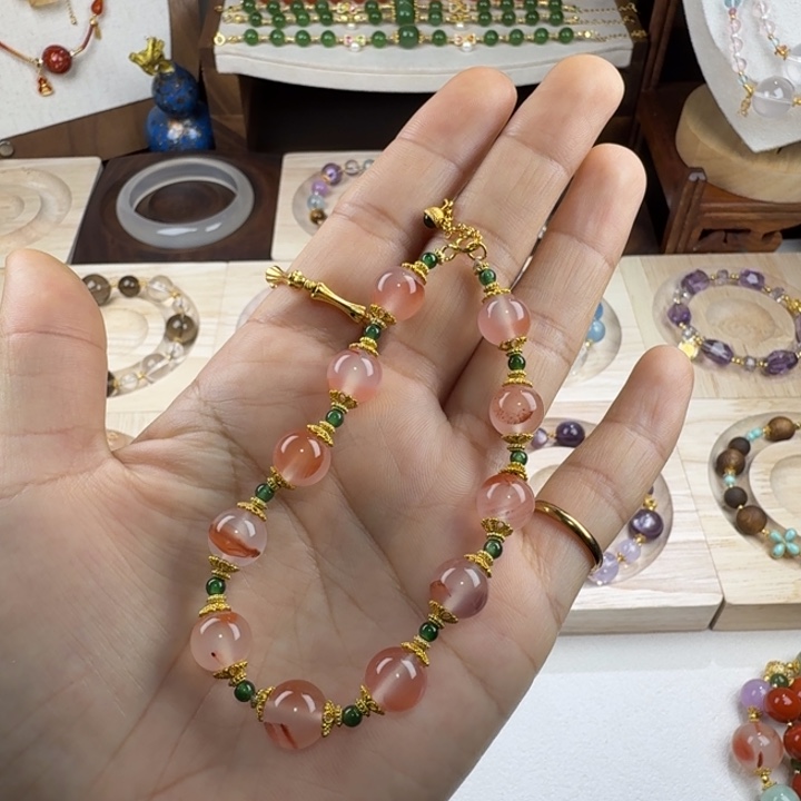 南红玛瑙银S925镶嵌手链天然南红冰红飘花手链