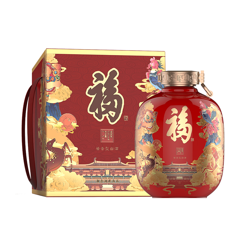 黔酒一号 2.5L大坛福酒 53度酱香型白酒 纯粮大曲坤沙 贵州酱酒 自饮送礼 53度 2500mL 1坛 石榴红