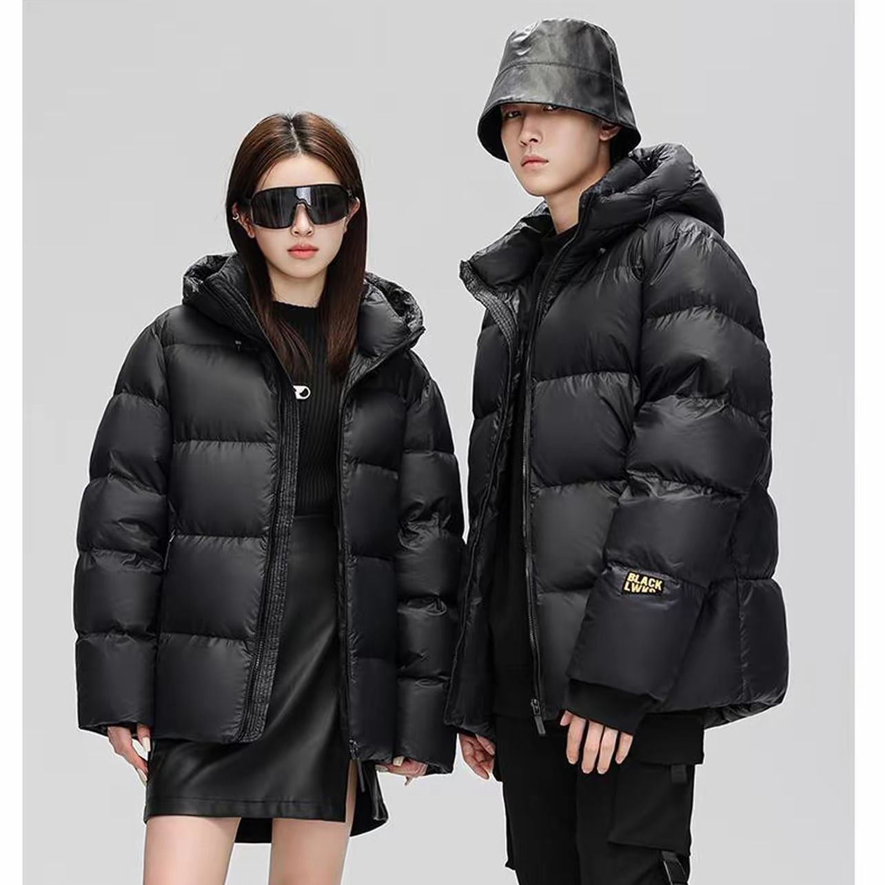 爆款黑金标棉衣棉服连帽短款2025年新款冬男女同款加厚保暖外套