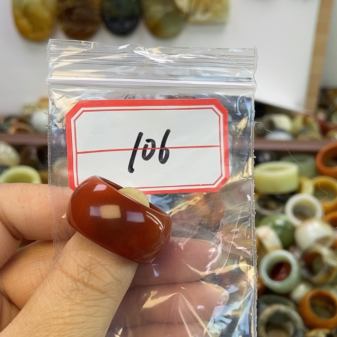 咖***啡蛇纹石玉未镶嵌戒指