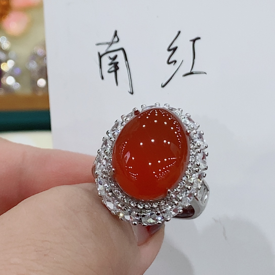 银S925镶嵌蛇纹石玉戒指萤*