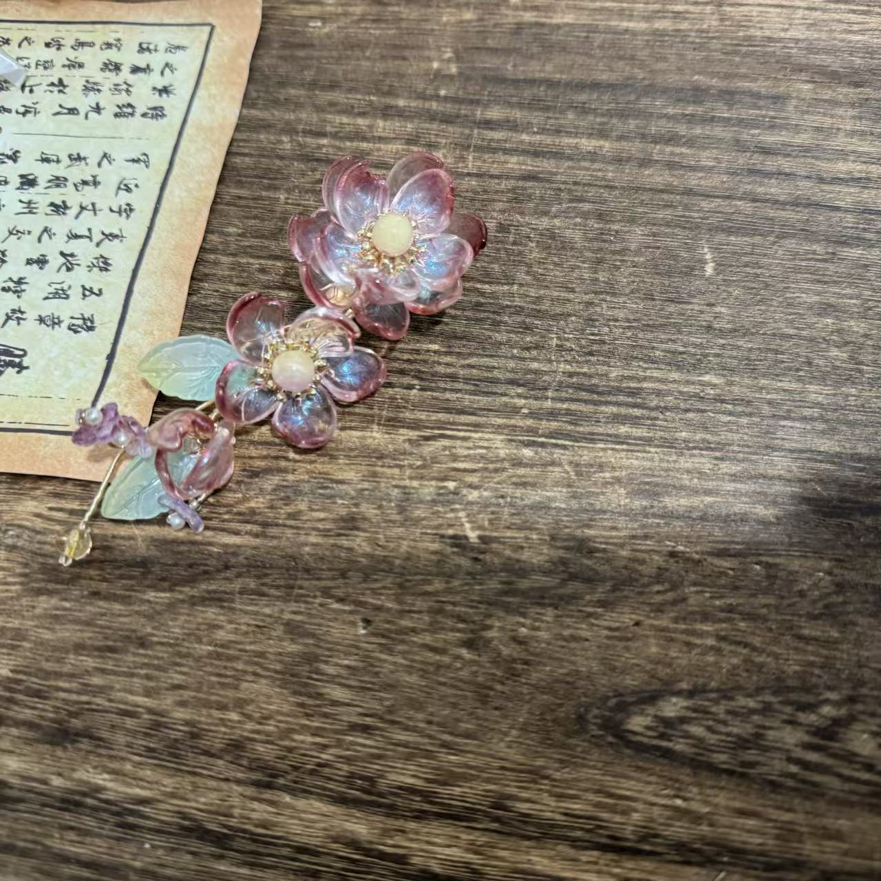 紫红茶发夹。前尘梦古风汉服配饰