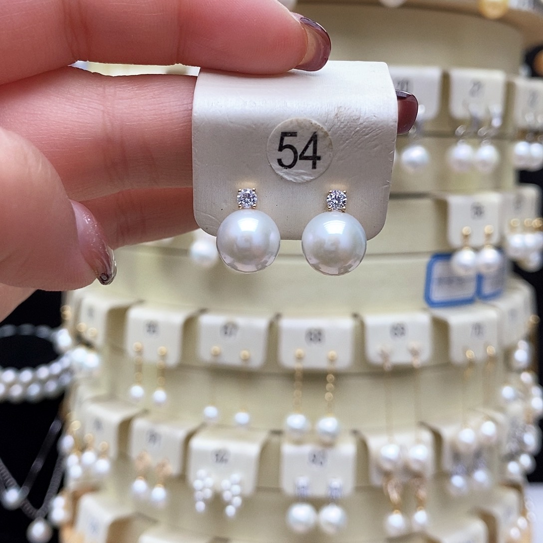 淡水珍珠耳饰18K金镶嵌